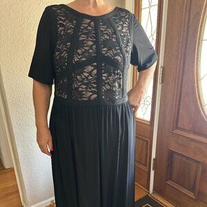 Women's Black Lace Nude Dress Size 22W